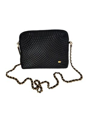 Bally Black Quilted Gold Chain Crossbody Bag